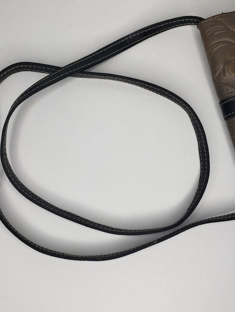 Patricia Nash Tooled Floral Crossbody in Taupe and Black Leather Bag - Picture 7 of 12